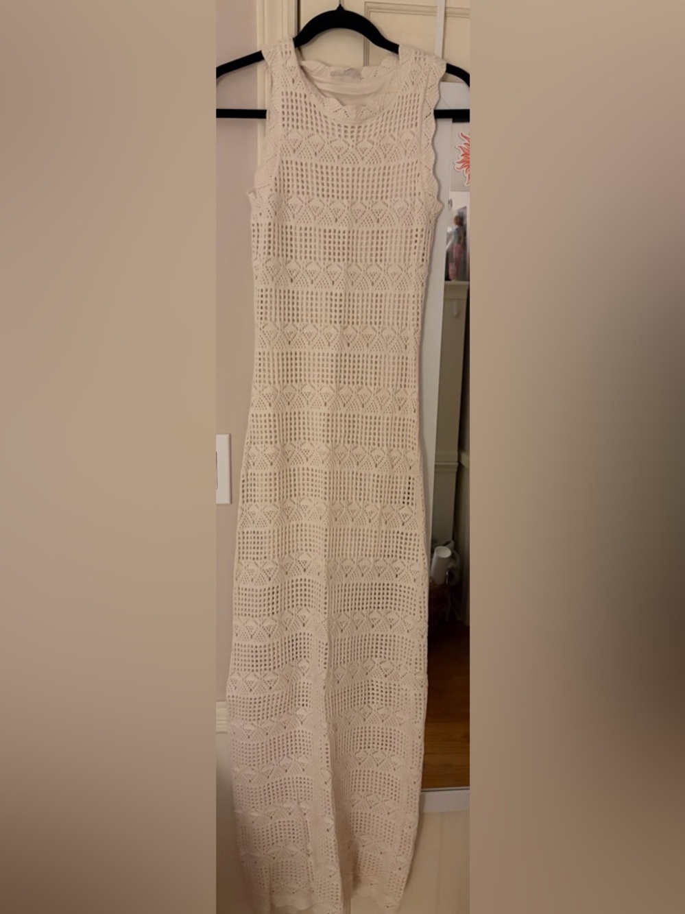 Olive & Oak Cream Crochet Maxi Dress